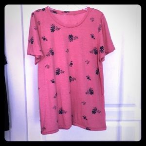 Coral with Navy Flowers Top